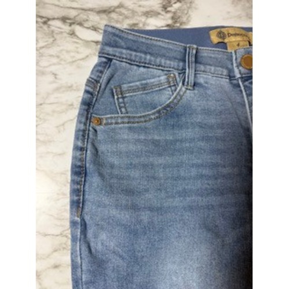 Democracy Petite High Rise Flare Jeans AB Technology Itty Bitty Booty Blue - Picture 4 of 9